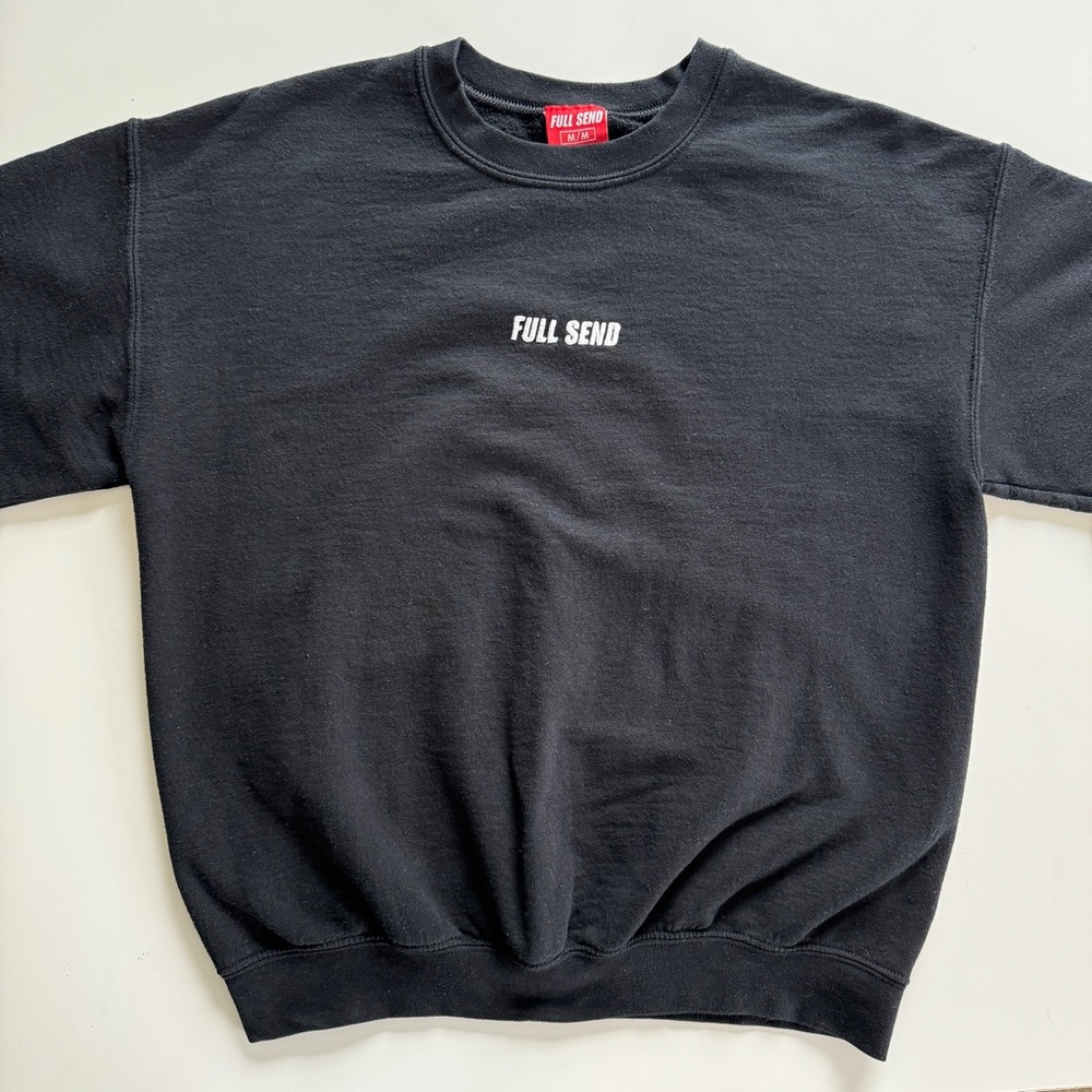 Full Send Embroidered Logo Crewneck Sweatshirt Black Red Nelk Boys Retired - M